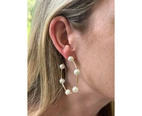 Rivka Friedman Beaded Pearl Hoop Earrings