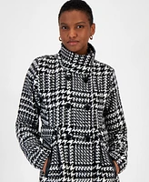 Bcx Juniors' Houndstooth Double-Breasted Belted Coat