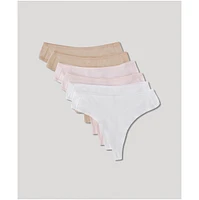 Pact Women's Organic Cotton Everyday High Rise Thong 6-Pack