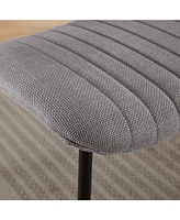 Modern Retro Linen Dining Chairs Set of 2 with Bentwood & Adjustable Feet