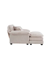 Streamdale Furniture 56.3" Corduroy Sofa with Toss Pillows and Ottoman