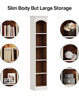 Tribesigns 70.9-Inch Tall Narrow Bookcase, 5-Tier Cube Bookshelf with Storage, Modern Slim Corner Display Shelves for Home Office