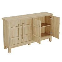 Tribesigns Sideboard Buffet Cabinet with Storage, 55" Farmhouse Sideboard Cabinet with 4 Doors and Adjustable Shelves, Wood Coffee Bar Cabinet Console