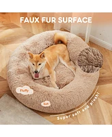 Streamdale Furniture Anti-Slip Round Fluffy Plush Faux Fur Cat Bed