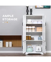 48.5" Farmhouse Kitchen Pantry, Floor Storage Cabinet, Cupboard Organizer, White