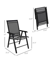 Streamdale Furniture Folding Sling Patio Chairs with Armrests for Outdoor Relaxation