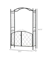 Streamdale Furniture 85" Metal Arch Trellis with Gate for Gardens