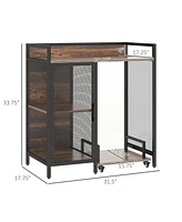 Industrial Printer Stand with Usb Charging Ports, Rustic Brown