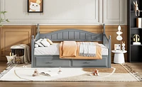 Simplie Fun Twin Daybed with Trundle, Storage & Extension, Grey (Arrives 9.12)