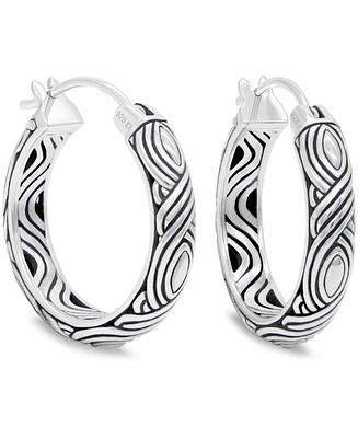 Devata 25mm Woven Hoop Earrings in Sterling Silver