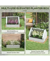 Streamdale Furniture Mini Greenhouse Raised Garden Bed, White & Silver