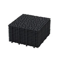 Simplie Fun 12" Black Interlocking Deck Tiles, Pebble Stone Pattern (12-Pack