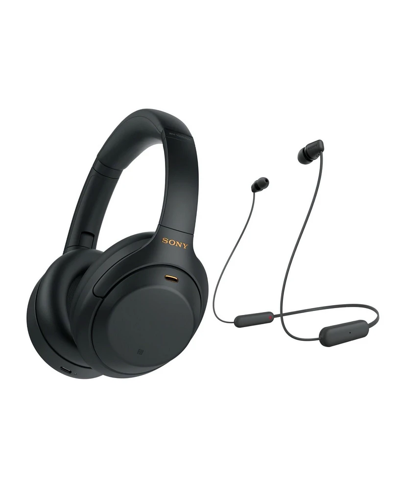 Sony Wh-1000XM4 Wireless Noise Canceling Over-Ear Headphones (Black) Bundle