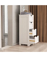 White 4-Drawer Storage Cabinet for Bathroom, Living Room, Kitchen