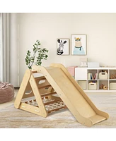 Sugift 4 1 Triangle Climber Toy with Sliding Board and Climbing Net