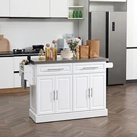 Streamdale Furniture Portable Kitchen Island with Stainless Steel Top and Integrated Storage