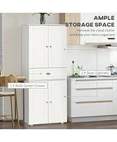 Streamdale Furniture Freestanding Kitchen Pantry with Double Doors and Center Drawer