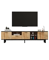 80" Modern Tv Console with Cabinets and Shelves