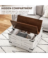 Coffee Table with Flip Top Hidden Storage, Square Center Table White