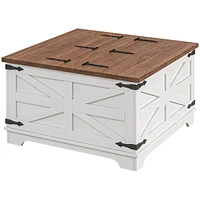 Streamdale Furniture Coffee Table with Flip Top Hidden Storage, Square Center Table White