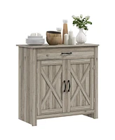 Homcom Farmhouse Sideboard Buffet Cabinet with Barn Doors and Drawer