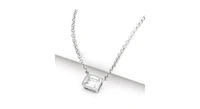 Rivka Friedman Rhodium Emerald Cut Bezel Set Cubic Zirconia Pendant Necklace