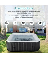 Skonyon Rectangular Blowup Pool Hottub with 130 Air Jets for 4-6 Person-Black
