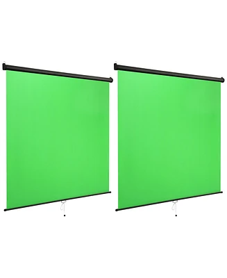 Yescom 2 Pack 73" x 82" Retractable Green Screens Wall Ceiling Mounted for Video Studio