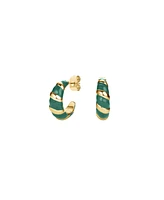 Rosefield Emerald Croissant Hoops In 14K Yellow Gold Plated Stainless Steel