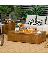 Sugift 48 x 27 Inch Outdoor Gas Fire Pit Table 50 000 Btu with Lava Rocks and Cover