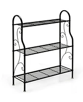 Sugift 3-Tier Scrollwork Designed Metal Plant Stand-Black