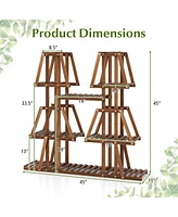 Sugift 5-Tier 10 Potted Wood Plant Stand for Multiple Plants