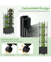 Sugift Raised Garden Bed with Obelisk Trellis and 3 Heights & Detachable Pe-Coated Metal Tubes-Black