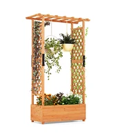 Sugift Raised Garden Bed with Arch Trellis-Orange