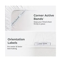 Cariloha Retreat 4-Piece Sateen Sheet Set | White | Split King | Lyocell Material | Breathable, Corner Straps, Extra soft & Cooling