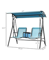 Streamdale Furniture 2-Seat Patio Swing with Canopy, Storage and Adjustable Shade