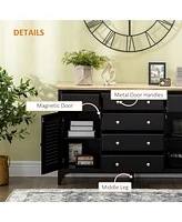 Streamdale Furniture Black Sideboard Buffet with Adjustable Shelves