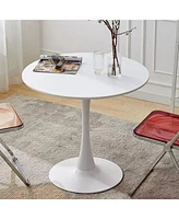 Streamdale Furniture Modern Mdf Top & Steel Base White Round Table