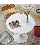 Streamdale Furniture Modern Mdf Top & Steel Base White Round Table