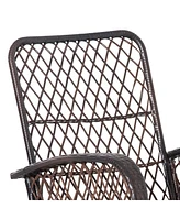 Streamdale Furniture Wide-Seat Outdoor Wicker Rocking Chair with Soft Cushion