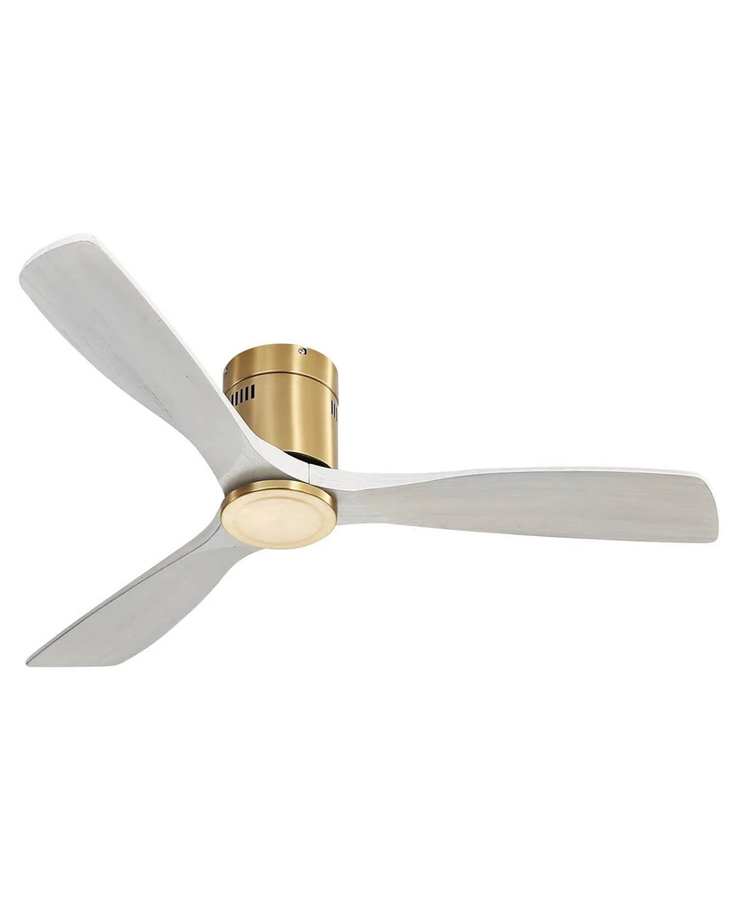 Sofucor 52" Flush Mount Wood Ceiling Fan Without Lights