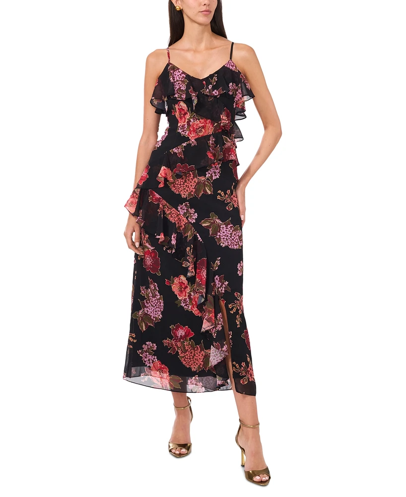 CeCe Women's Floral-Print Ruffled Maxi Dress