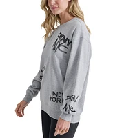 Dkny Women's Graffiti Logo Crewneck Fleece Sweatshirt