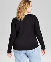 And Now This Trendy Plus Scoop-Neck Long-Sleeve Jersey Top, Created for Macy's