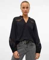 Vero Moda Women's Lace-Inset Long-Sleeve Top