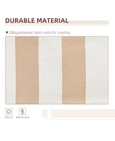 13' Retractable Patio Awning, Uv/Water-Resistant, Beige Stripes