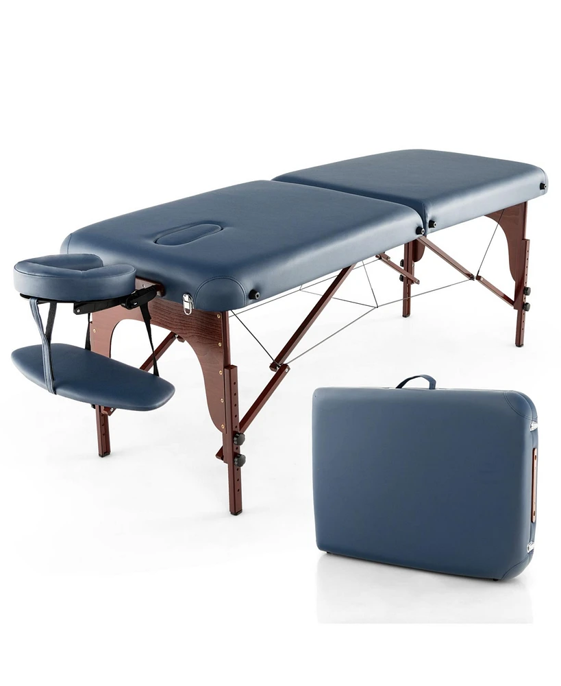 Sugift Portable Folding Massage Table with Carrying Case-Navy