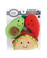 Luvable Friends Dog Squeaky Plush Dog Mini Toy Set, Taco Party, One Size