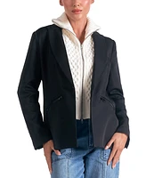 Elan Women's Long-Sleeve Peak-Lapel Blazer Sweater