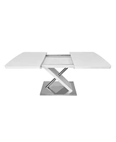 Streamdale Furniture Extendable White Glossy Dining Table with Metal Base (4-6 People)